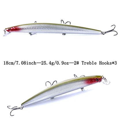 Jerk Baits for Bass Fishing, Jerkbait Fishing Lures, Minnow Lures Jerk Bait for Freshwater/Saltwater Fishing Lures for Trout Pike, 5pcs/10pcs with Box - color: L:7.08in/0.9oz/5pcs