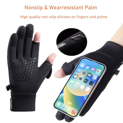 Winter Fingerless Fishing Gloves for Men & Women, Windproof Cold Weather Touchscreen Motorcycle Cycling Gloves for Photography Hunting Driving Ski Running - size: Medium