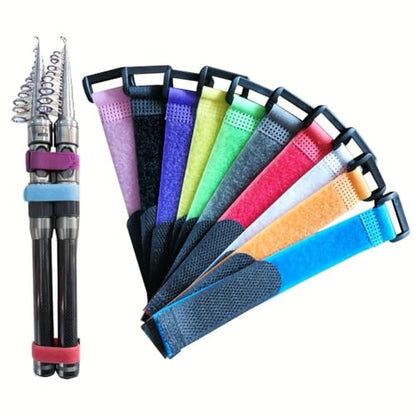 10 Pcs Anti-Slip Fishing Rod Straps, Reversible Hook and Loop Tie Bands, Non-Slip Bundling Belts for Fishing Rod Storage and Organization