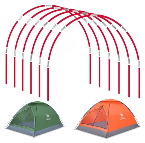 DIY Poles for Bike Tent, Tent Pole Replacement, Tent Bar Support Rod Awning Frame Kit for Hiking and Camping Tarp, Long Approximately 52ft, Diameter - 6.5mm, Plant Grow Tunnel,36 Packs - color: 17 inches- 36 packs( red )