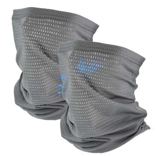 Geyoga 2/4 Pack Cooling Neck Gaiter Summer Breathable Balaclava Face Mask with Mesh Holes UV Protection Sun Scarf Men Women - color: Dark Gray