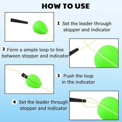 30 Pcs Trout Float Foam Teardrop Strike Fishing Bobbers Fishing Floats Fly Fishing Strike Indicators for Trout Offshore Saltwater Freshwater - color: Yellow, Red, Green