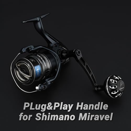GOMEXUS Power Handle for Shimano Stradic FL FM Stella Vanford Vanquish Nasci Twinpower 1000-5000 Spinning Reel Replacement Crank - color: Black Silver-CNC Version