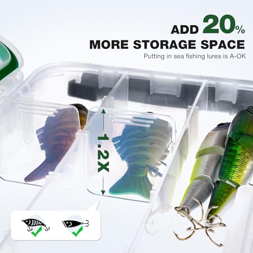 Ghosthorn Fishing Tackle Box, Waterproof 3600 and 3700 Tackle Trays, Plastic Tackle Box Organizer with Removable Dividers Storage Lure Box for Lures 2 Pack (3700 * 2) - size: 3700*2