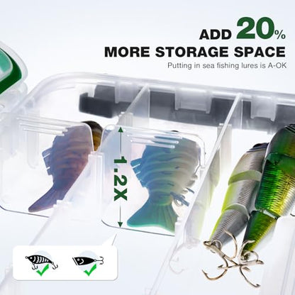 Ghosthorn Fishing Tackle Box, Waterproof 3600 and 3700 Tackle Trays, Plastic Tackle Box Organizer with Removable Dividers Storage Lure Box for Lures 2 Pack (3700 * 2) - size: 3700*2