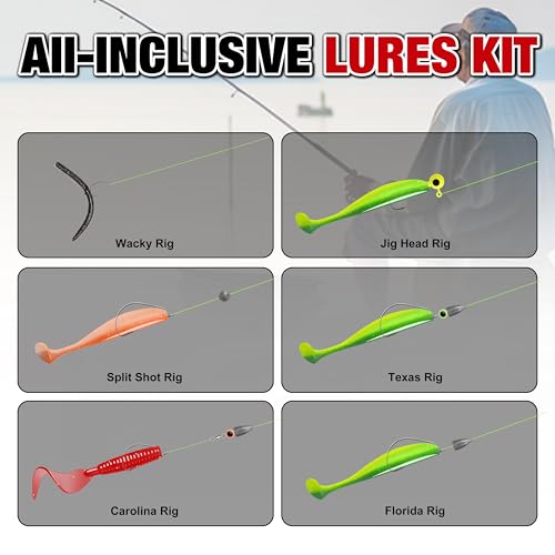 GOTOUR 128/209/240/265pcs Fishing Lures Kit with Tackle Box, All-in-1 Fishing Accessories Gear Set with Soft Lure, Minnow, Crankbait, Hooks, Sinkers, and Terminal Tackle Kit, Fishing Gifts for Men - color: B-240 pcs Pro Lures kit