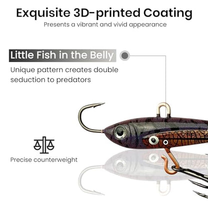Pristis Jig Head Fishing Lures for Freshwater Saltwater, Weedless Swim Jig Teasers with Sharp Hooks & Exquisite Coating, Pre-Rigged Vibrating Swimbaits Kit Gear for Bass Crappie Walleye Trout Pike - color: 5 pcs Ice Fishing Jigs