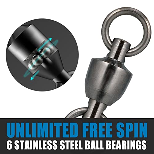 Dr.Fish 20 Pack Ball Bearing Fishing Swivels, Swivels Fishing Tackle Saltwater, Freshwater Stainless Heavy Duty Lure Leader Line Connector #9 - size: #9-440LB(1.5")