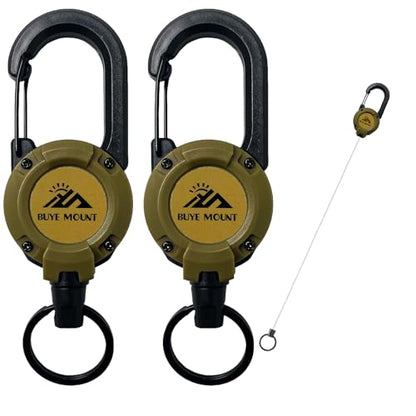 Yojaro Retractable Keychain Heavy Duty 2Pack, Multitool Carabiner Badge Holder, Retractable Keychain Clip Id Holder, Upgraded 58cm Stainless Steel Cord Yellow - color: 2 Pack Yellow