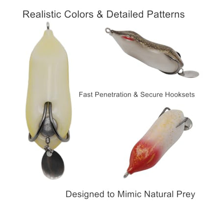 Topwater Fishing Lure Bass Fishing Frog Fishing Hollow Body Frog Bass Pike Snakehead Lure Bait - color: Mix-Color/1 - 5pcs