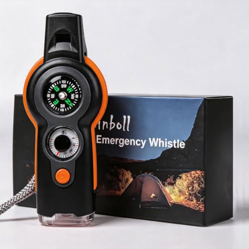 Emergency Survival Function Whistle, Outdoor Multifunctional Tool Safety Whistle with Lanyard, Ideal for Kayaking, Boating, Hiking, Camping, Climbing, Hunting, Fishing, Rescue Signaling - color: orange&black1pcs
