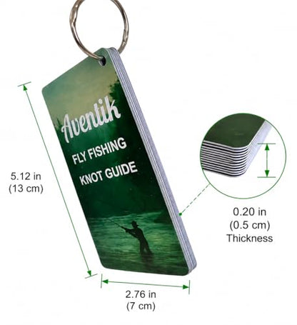 Aventik Fly Fishing Knot Tying Guide Cards with Zinger, Saltwater & Freshwater Laminated Reference, 4 Pro Setup Chains, 15 Essential Knots, Ruler & US Fishing Info QR, Fishing Gear Tool Gifts