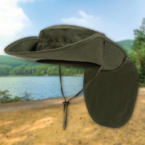 Rothco Adjustable Boonie Hat with Neck Cover – Rugged Outdoor Fishing Bucket Hat - color: Khaki