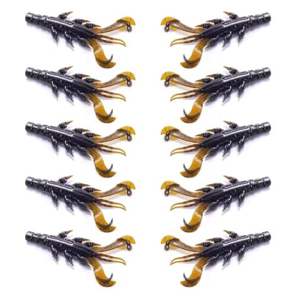 10Pcs Fishing Lures Set, Soft PVC Fishing Craw Baits Crawfishes Lures Lobster Shrimp Swimbaits for Freshwater Saltwater - size: Dark brown
