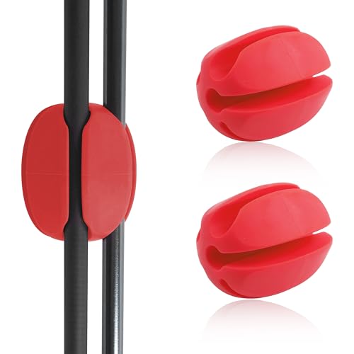 Fishing Rod Holder Straps, 2pcs Silicone 5-Holes Fishing Rod Fixed Ball, Fly Fishing Puller Fishing Accessories for Fishing Pole - style: Red-2pcs