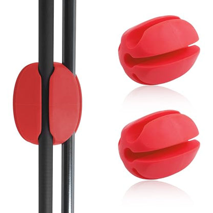 Fishing Rod Holder Straps, 2pcs Silicone 5-Holes Fishing Rod Fixed Ball, Fly Fishing Puller Fishing Accessories for Fishing Pole - style: Red-2pcs