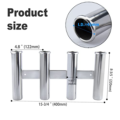 Fishing Rod Holder for Boat, Vertical Wall Mounted Fishing Rod Rack, Stainless Steel Rod Holder for Marine Boat,Fishing Boat, Truck (4 Tubes Standard) - color: 4 Tubes Standard