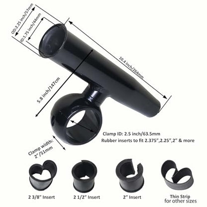 T-Top Rod Holder Aluminum Single clamp on fit 2.5",2.375",2.25",2" inch Horizontal or Vertical Fishing Boat Tower/Leaning Post/Rail Raider - color: Black