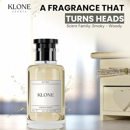 Klone Nomad Magic Eau de Parfum Scents (50ml) - Long Lasting Cologne for Men Inspired by Ombre Nomade - Skin Friendly Perfume for Men with Notes of Oud, Raspberry & Frankincense - Paraben Free