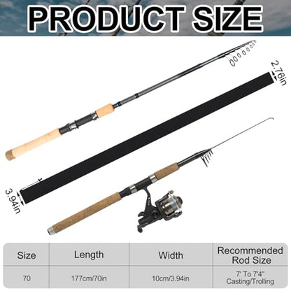 VioraWhite 2 Pcs 69 Inches Neoprene Fishing Rod Sleeves Floating Fishing Pole Cover for Casting Pole Lightweight Rod Socks for Storage and Transport,UV Resistant,Protection Solution