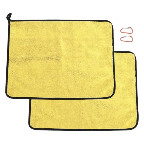 – Thickened Double Sided Absorbent Hand Towel with Clip for Fishing, Boating, Kayaking, Wiping Rods, Reels and Outdoor Gear, 15.7 x 11.8 Inch(Yellow) - color: Yellow