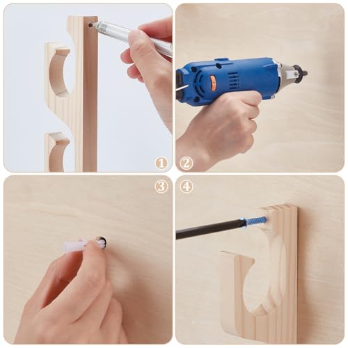UNICRAFTALE 2Pcs Horizontal Fishing Rod Holders for Garage Bamboo Wall Mount Fishing Pole Holders Antique White Wall Ceiling Rack 5 Fishing Pole Storage for Fisherman Basement 15.7"x2.36"x0.59"