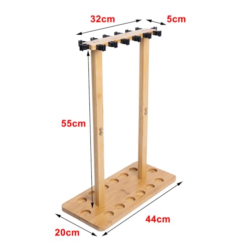 Fishing Pole Rod Racks—Floor Stand Bamboo Fishing Gear Equipment Storage Organizer, Easy Installation - Rectangular rods holder - style: holds up 14 rods