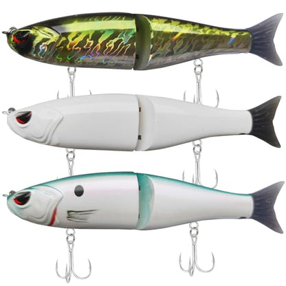 HADORAM Lure Slow Sinking Glide Bait with Fur Tail Lifelike Fishing Tackle for Trout Shad Bass Musky - color: 7in-3Pcs