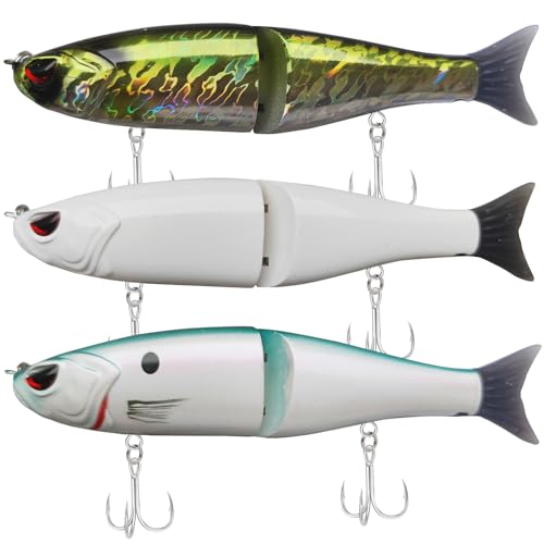 HADORAM Lure Slow Sinking Glide Bait with Fur Tail Lifelike Fishing Tackle for Trout Shad Bass Musky - color: 7in-3Pcs