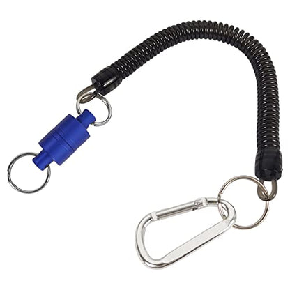Aventik Magnetic Net Release Ultra-Strong Keychain Fly Fishing Net Retractor with Coiled Lanyard Carabiner Clip - color: Blue
