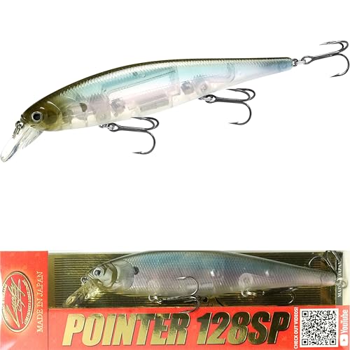 LUCKY CRAFT Pointer 128SP, Freshwater Lake Bass Fishing Lure, Jerkbait, Suspending, Fishing Gear, Fishing Accessories, Fishing Tackle - color: 238 Ghost Minnow