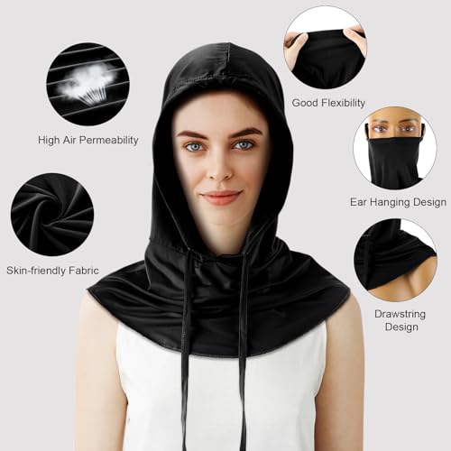 Cooling Balaclava Face Mask Breathable Full Head Mask Sun Protection Neck Cover UV Face Cover for Men Women - color: Dark Color