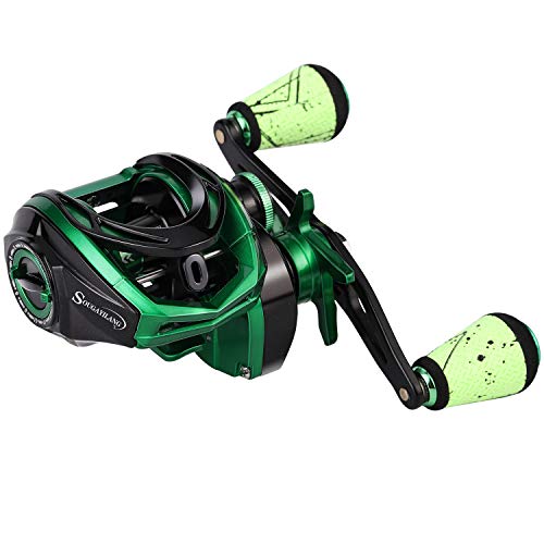 Sougayilang Baitcasting Reels - Colorful Fishing Reel, 8.0:1/7.3:1 Gear Ratios, 9+1 BB, Magnetic Braking System - color: Green- Left Handed