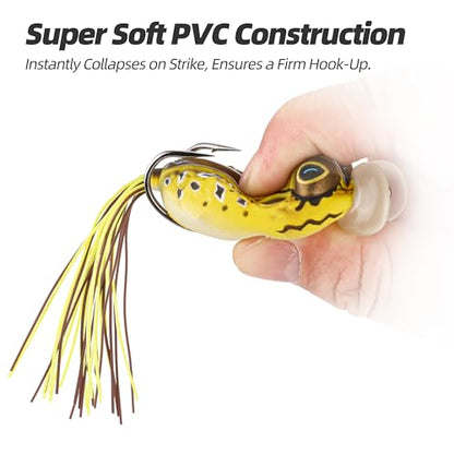 Soft Frog Lures, Topwater Swimbaits for Bass Fishing, Realistic PVC Design, Weedless Hooks, Perfect for Freshwater & Saltwater, Effective Fishing Lures for Pike & Snakehead - style: 5pcs-style C