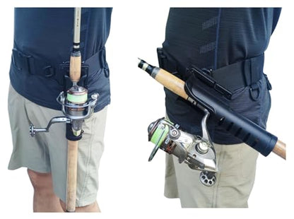 Adjustable Fishing Belt Rod Holder,3rd Hand Belt Clip Rod Holder,Fishing Wading Belt，Innovative 360°Rotating Design