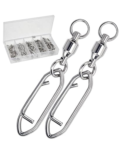 Ball Bearing Swivel with Speed Clips Snap Kit 22pcs - Heavy Duty Stainless Steel Polished Silver Fishing Swivels Snaps Sizes 0#- 4#, 44LB-99LB Saltwater Freshwater Fishing Lure Quick Clips