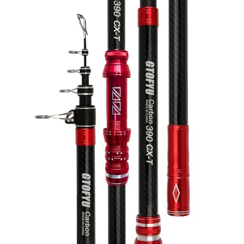 Telescopic Fishing Rod, Carbon Fiber Travel Surf Rod, Spinning Power Lure 2-9Oz, 20-50LB，Medium-Heavy Throwing Surfcasting Baitcasting Pole, Distance Throwing Fishing Rod - size: 3.9M/13Ft
