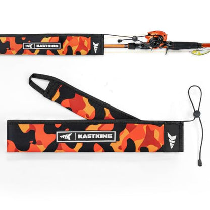 KastKing MeshGuard Camo Neoprene Fishing Rod Socks, Fishing Rod Sleeve, Floating Rod Sleeves, Adjustable Lanyard & Built-in Hanging Loop, Fits Casting, Spinning, and Fly Rods - color: Orange Camo 1 Pcs, style: Casting/Trolling