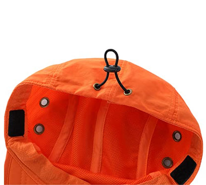 Connectyle Mens Foldable UV Protection Sun Hat with Removable Neck Flap Outdoor Adventure Sun Cap for Fishing Hiking Safari - color: Orange
