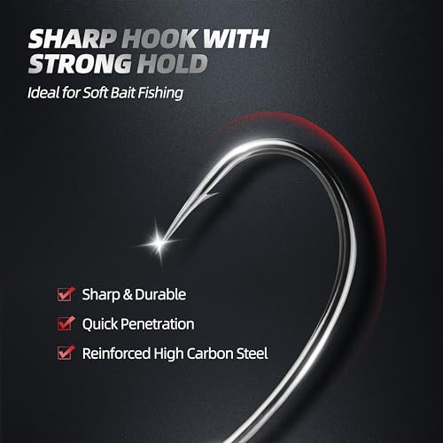30PCS Drop Shot Offset Worm Hooks - High Carbon Steel Crank Hooks for Bass Fishing, Fits Palomar Knot & All Soft Plastics, Multi-Rig Weedless Fishing Hooks - size: 3/0#