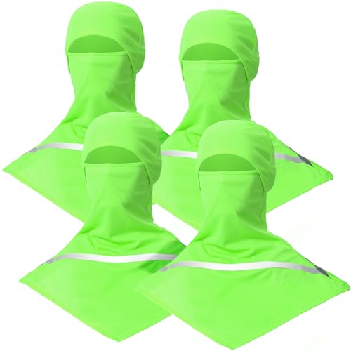 Seematn 4 Pcs Summer Balaclava Men Women Sun Face Mask for UV Protection Neck Covers with Reflective Strip Construction Work - color: Green