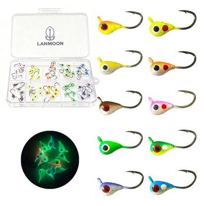 Ice Fishing Jigs Set, 50Pcs Jig Heads for Ice Fishing Lure for Crappie Trout Perch Sunfish Panfish Walleye Pike