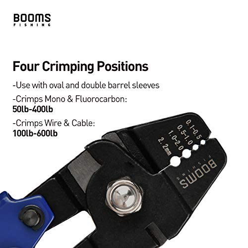 Booms Fishing CP1 Fishing Crimping Pliers, High Carbon Steel Fishing Plier Wire Rope Leader Crimping Tool, 10 inch Crimpers Swager with Ergonomic Handle - style: Blue Crimper Only