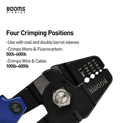 Booms Fishing CP1 Fishing Crimping Pliers, High Carbon Steel Fishing Plier Wire Rope Leader Crimping Tool, 10 inch Crimpers Swager with Ergonomic Handle - style: Blue with 140pcs Sleeves