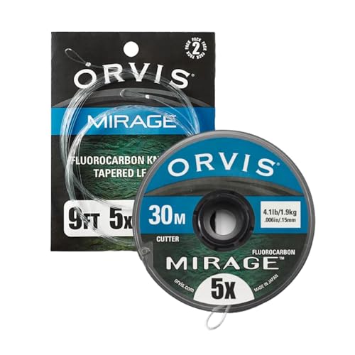 Orvis Mirage Leader/Tippet Combo Pak - Fly Leaders & Tippet Materials, 2 Leaders & 30m Spool, Fluorocarbon - size: 3X