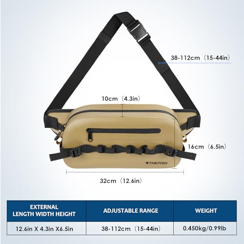 THKFISH IPX8 Waterproof Fishing Backpack with Rod Holder, Lightweight Fishing Sling Bag, Move Freely Fish Gifts for Men (Brown-Waist bag) - color: Brown-waist Bag