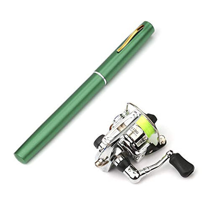 Lixada Fishing Rod Reel Combo Mini Pen Fishing Pole Kit Telescopic Fishing Rod Spinning Reel Combo Kit - color: Green, size: 1.6 m