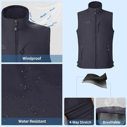 KIWI RATA Mens Casual Lightweight Outdoor Vest Summer Fishing Safari Travel Outerwear Vests Cargo Utility Jacket - color: Navy, size: Medium