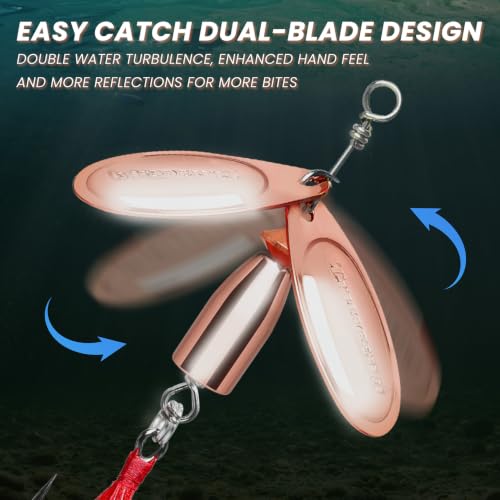 TRUSCEND Vibespinner Easy Catch Fishing Lures with BKK Hooks, Tail Spinner Baits with 4 Actions, Vibrating Swimming Flashing & Jigging for More Bites, Spoon Lures for Bass Trout Crappie Walleye Pike - color: B1-1/4oz-1.8"