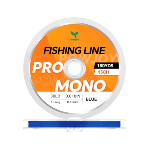 Monofilament Fishing Line with Knot Guide Card, Tangle-Free Snap Ring for No More Mess, Low Memory Smooth Casting Nylon Mono String, 15/20/30/50/80LB, 220-1050 Yards - color: Blue, size: 30LB 150Yards